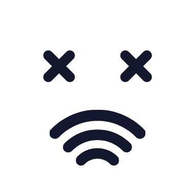 An emoji style face indicating no network connection